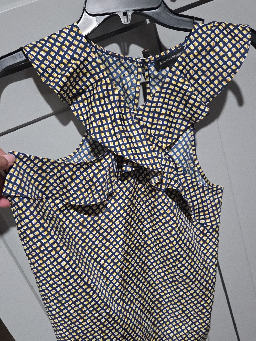 Banana Republic Kids Navy and Yellow Geometric Ruffle Dress